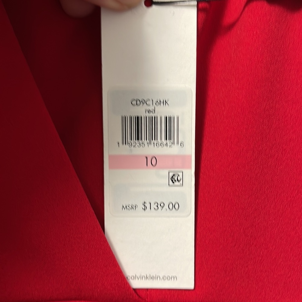 Calvin Klein brand new with tags red belted womens jumpsuit, size 10 - Picture 3 of 4